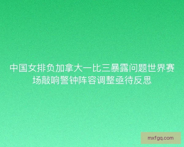 中国女排负加拿大一比三暴露问题世界赛场敲响警钟阵容调整亟待反思
